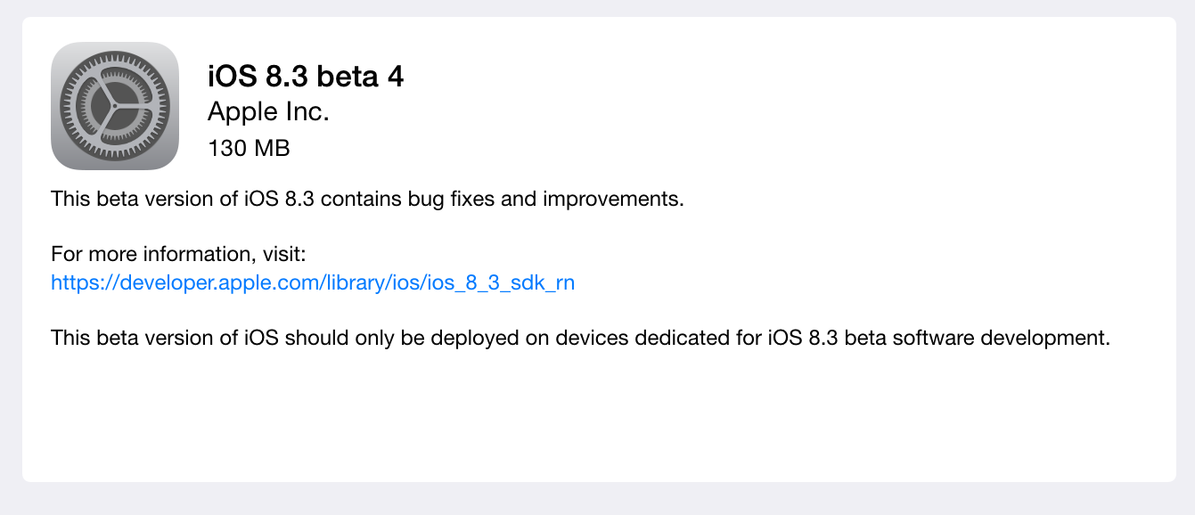 iOS 8.3 beta 4 (developers)