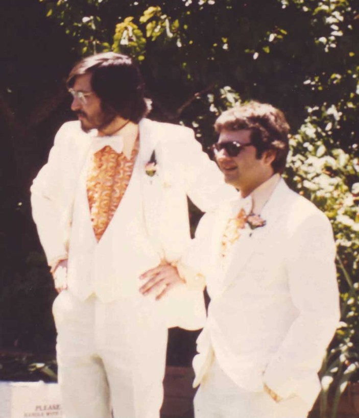 Andy Herzfeld & Steve Jobs at Steve Wozniak's wedding 