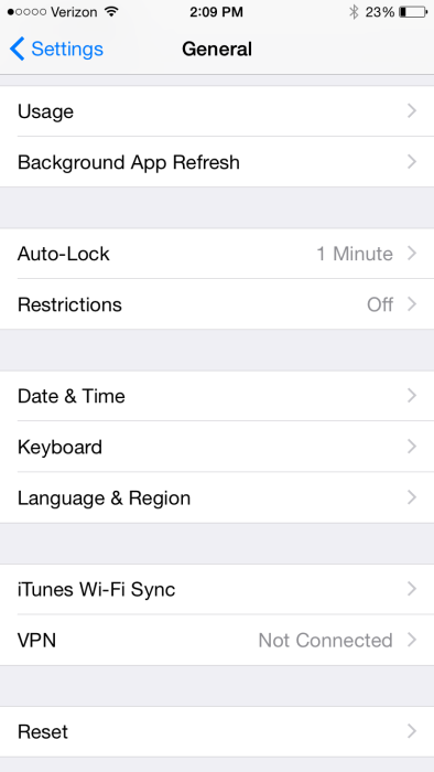 iOS 8 Settings Keyboard Selection