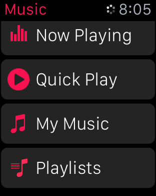watchOS 2 Music Quick Play