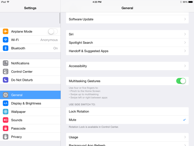 Software update in iOS 8