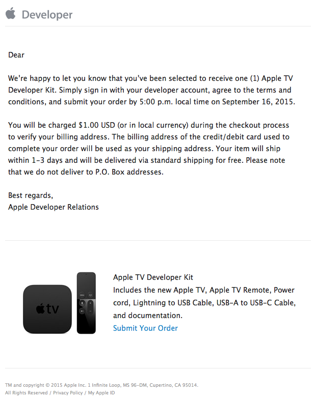 apple tv developer kit