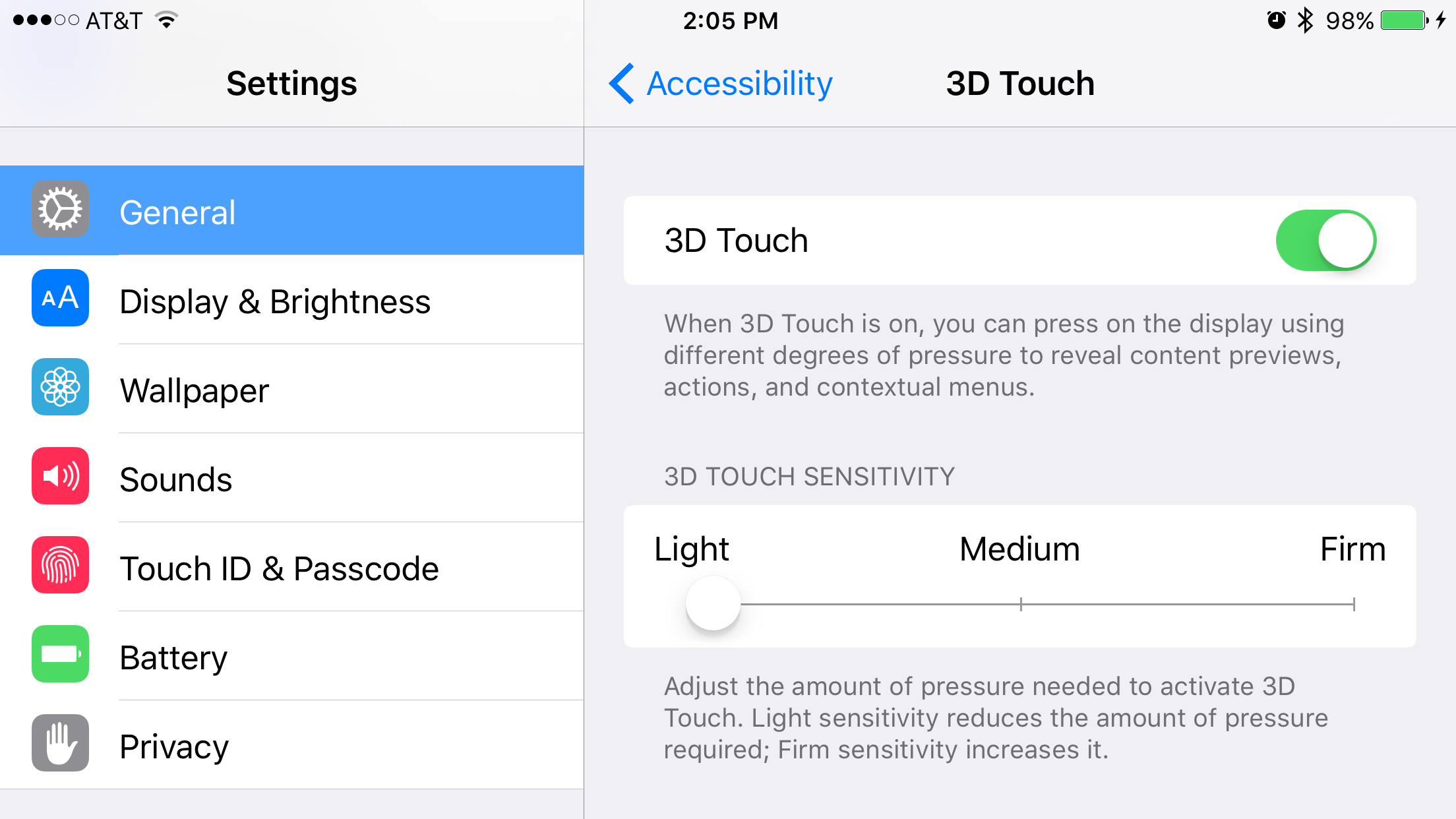 3D Touch pressure