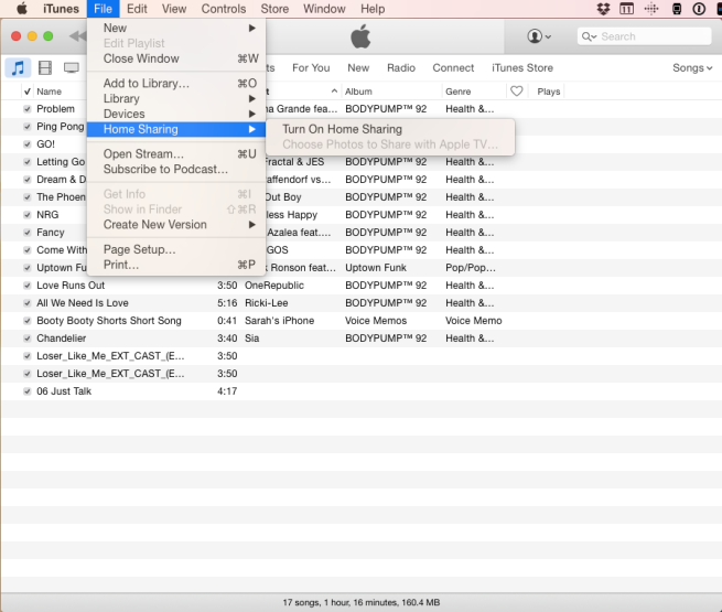iTunes 12 Turning on Home Sharing