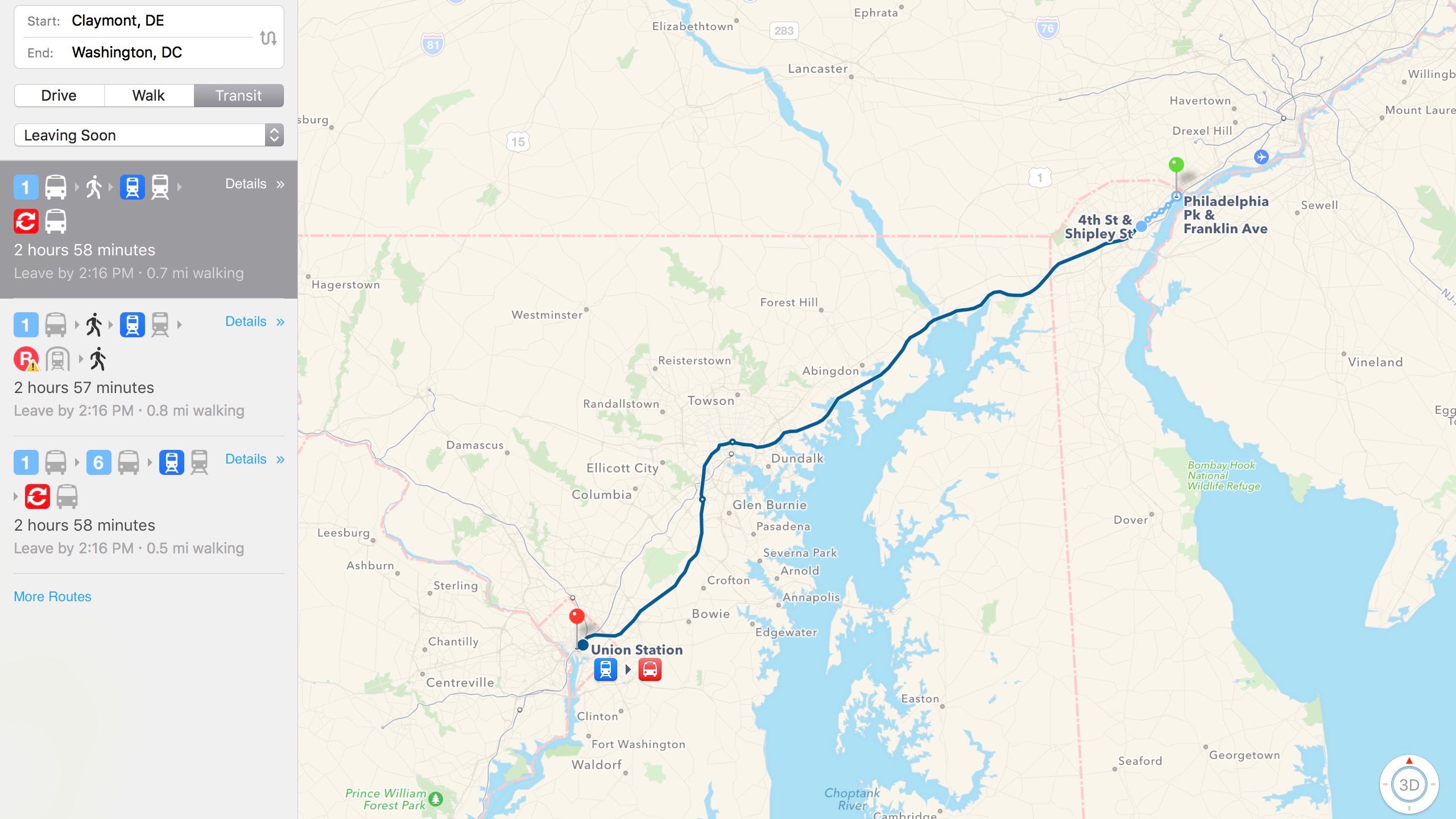 Apple Maps Transit Amtrak