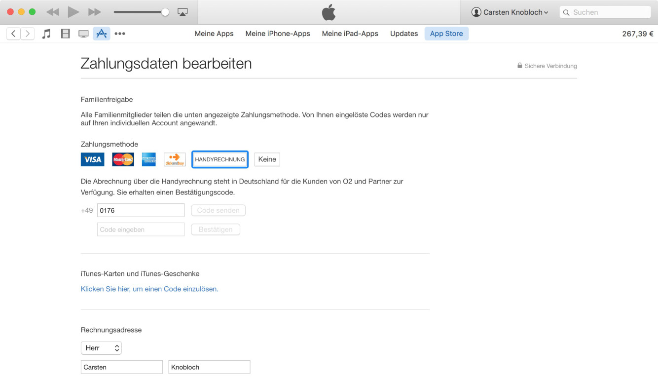 iTunes carrier billing