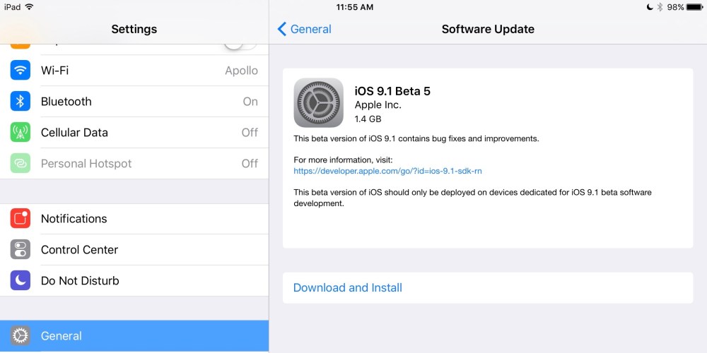 iOS 9.1 beta 5 2:1