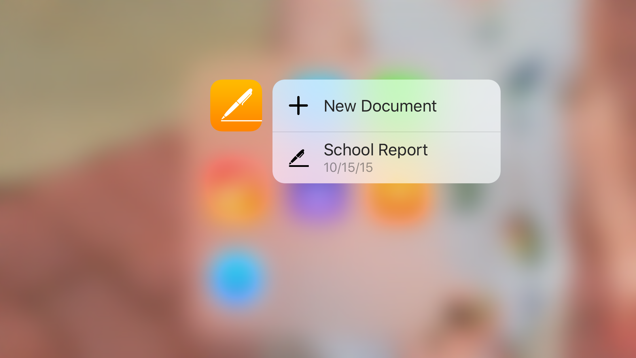Pages for iOS 3D Touch