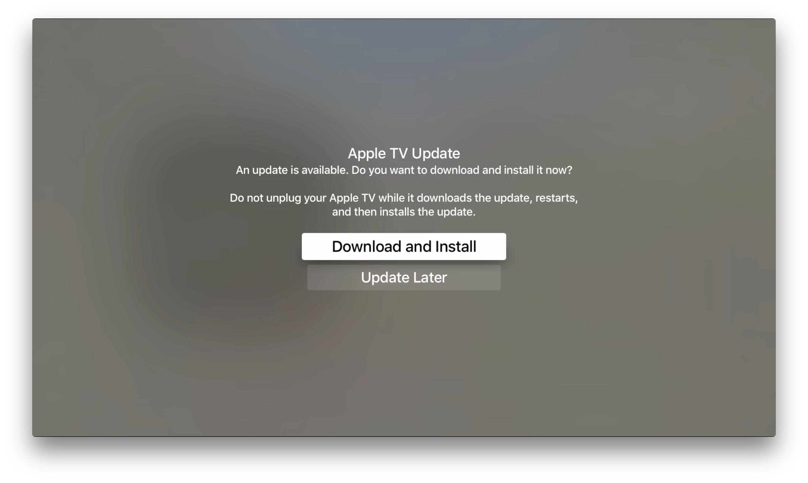 Apple TV Software Update tvOS