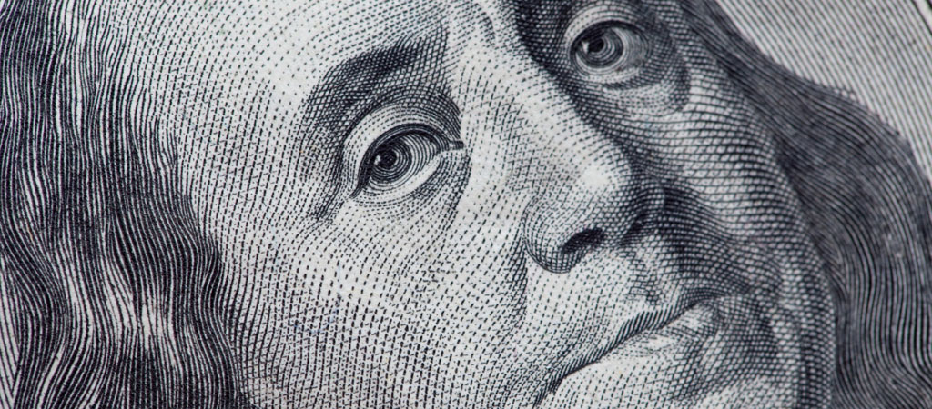 Closeup of Benjamin Frankin on US 00