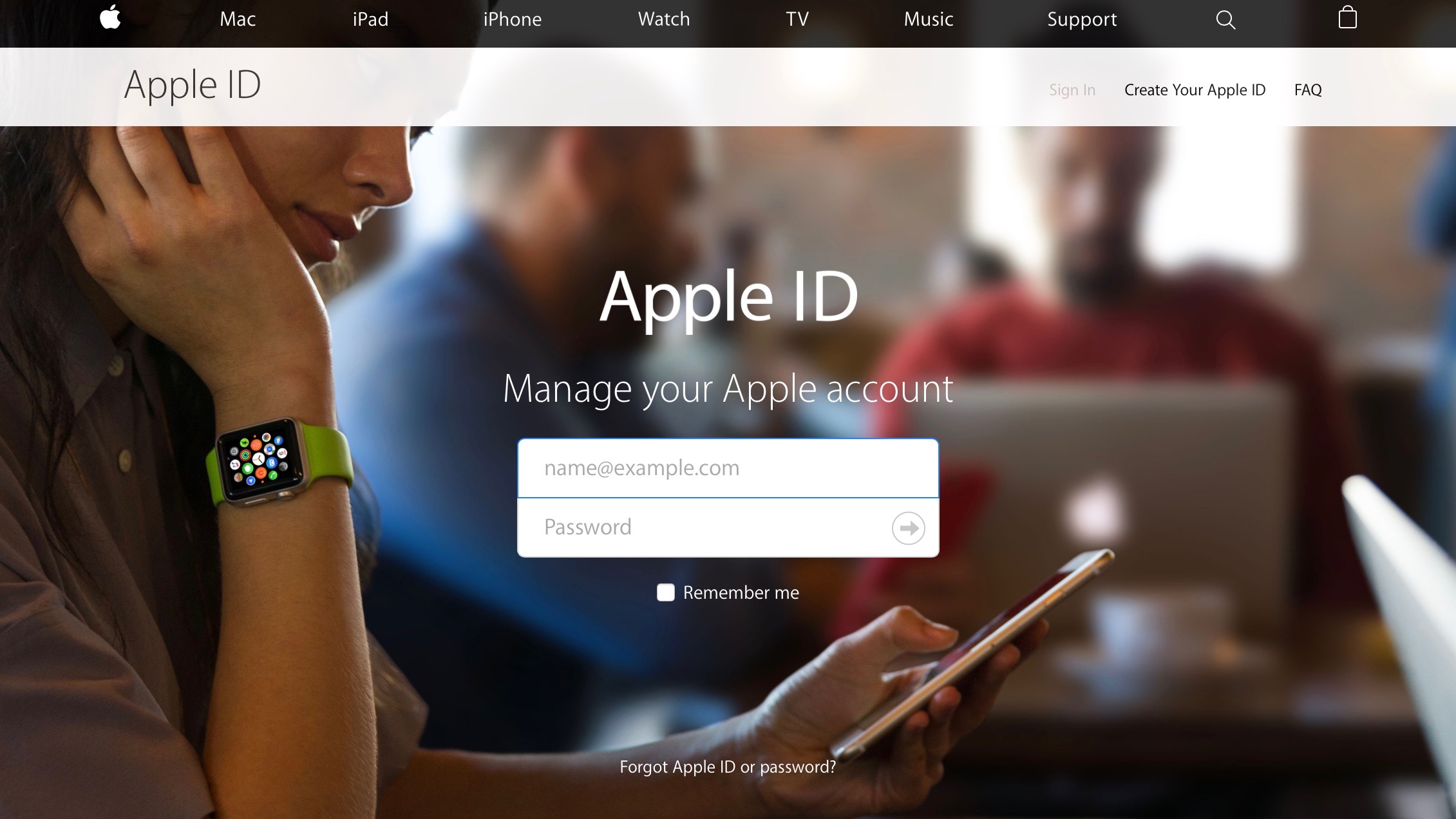 Apple ID web portal 