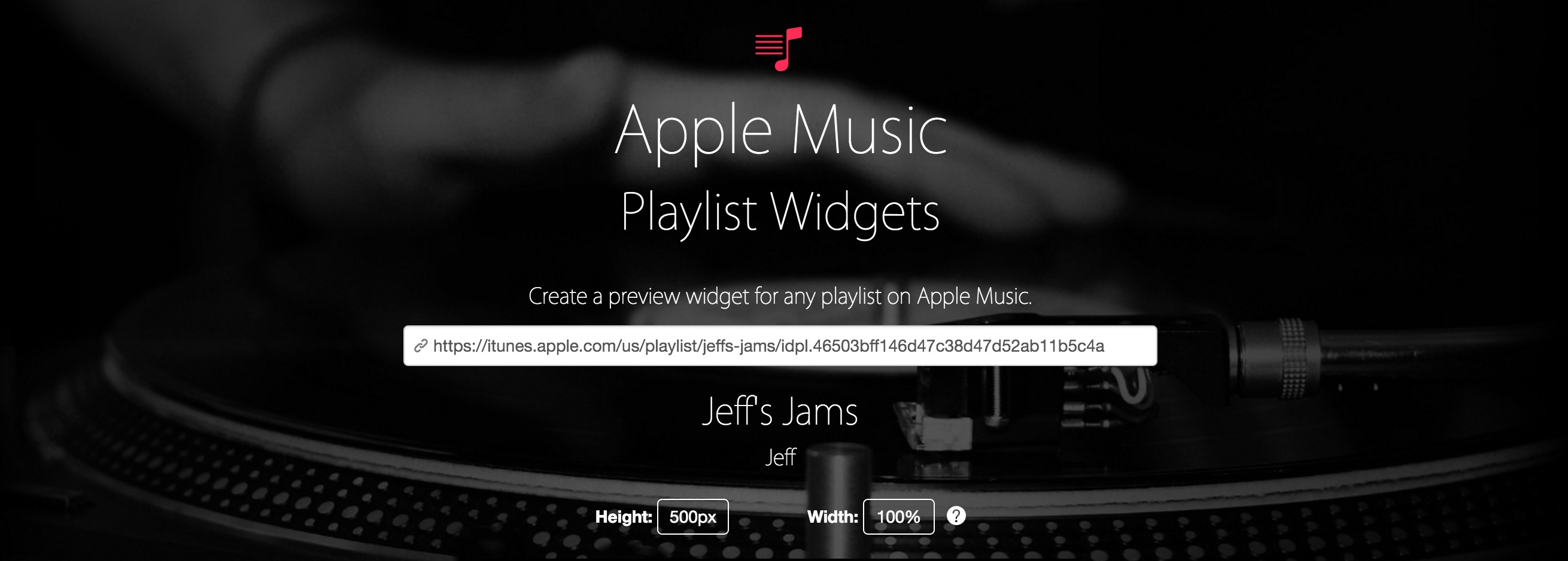 Apple Music Playlist Preview Widget