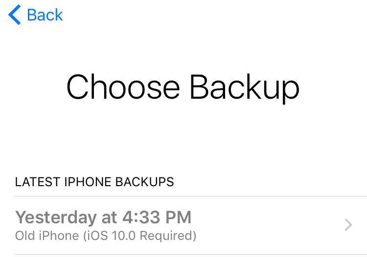 iOS 10.0 Required iCloud Backup
