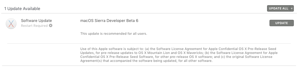 macOS Sierra beta 6