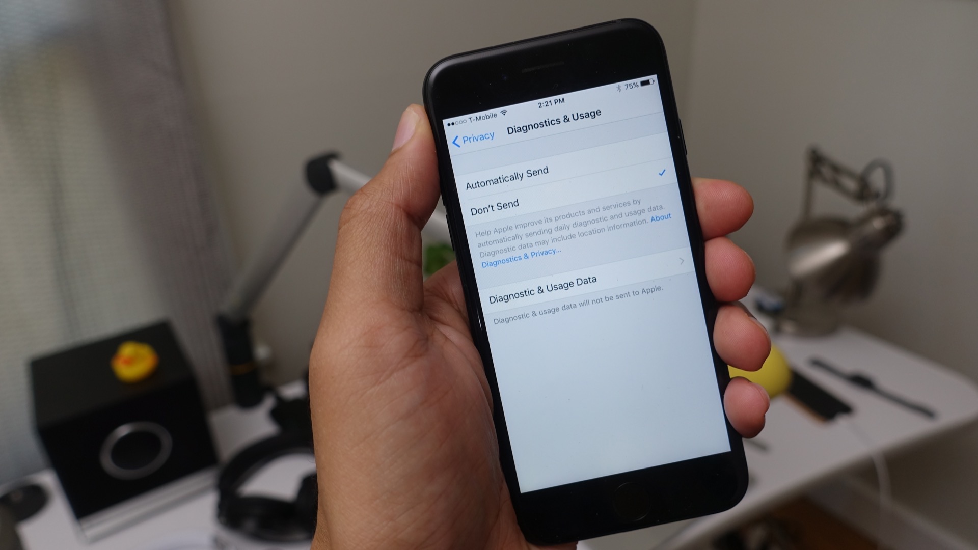 Diagnostics and Usage iOS 10 iPhone 7 Jet Black