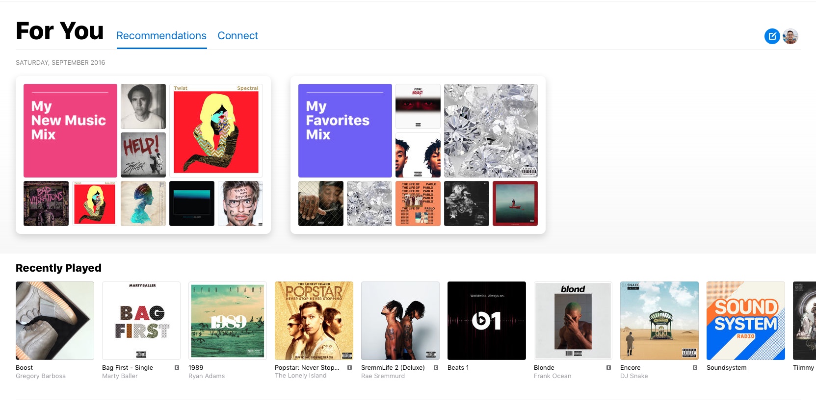 iTunes Apple Music For You personalized music playlists