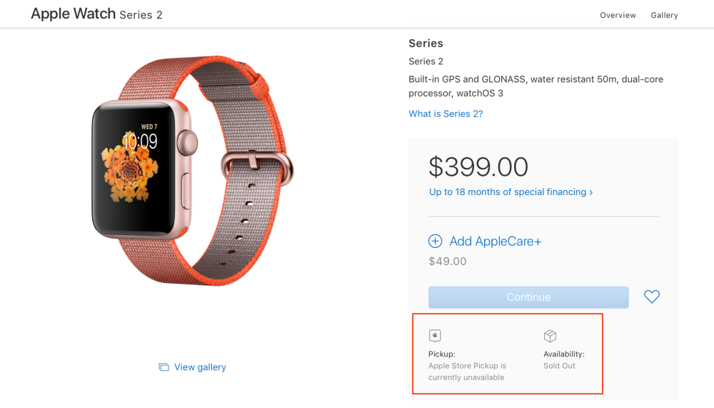 Apple Watch Series 2 sold out