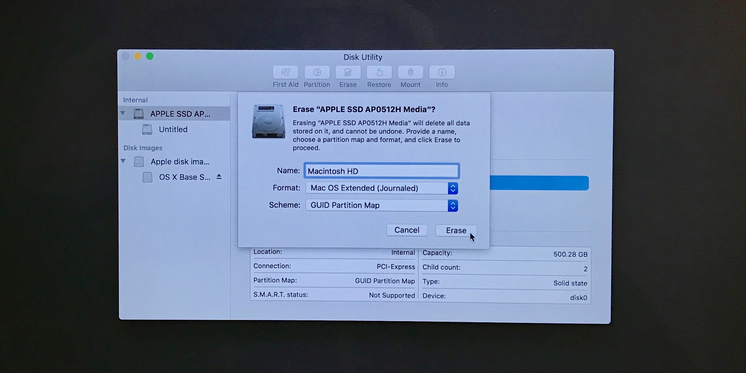 how to factory reset MacBook Pro walkthrough erase drive 3