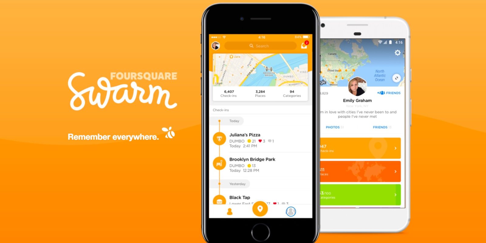 Foursquare's Swarm 5.0 on iOS and Android