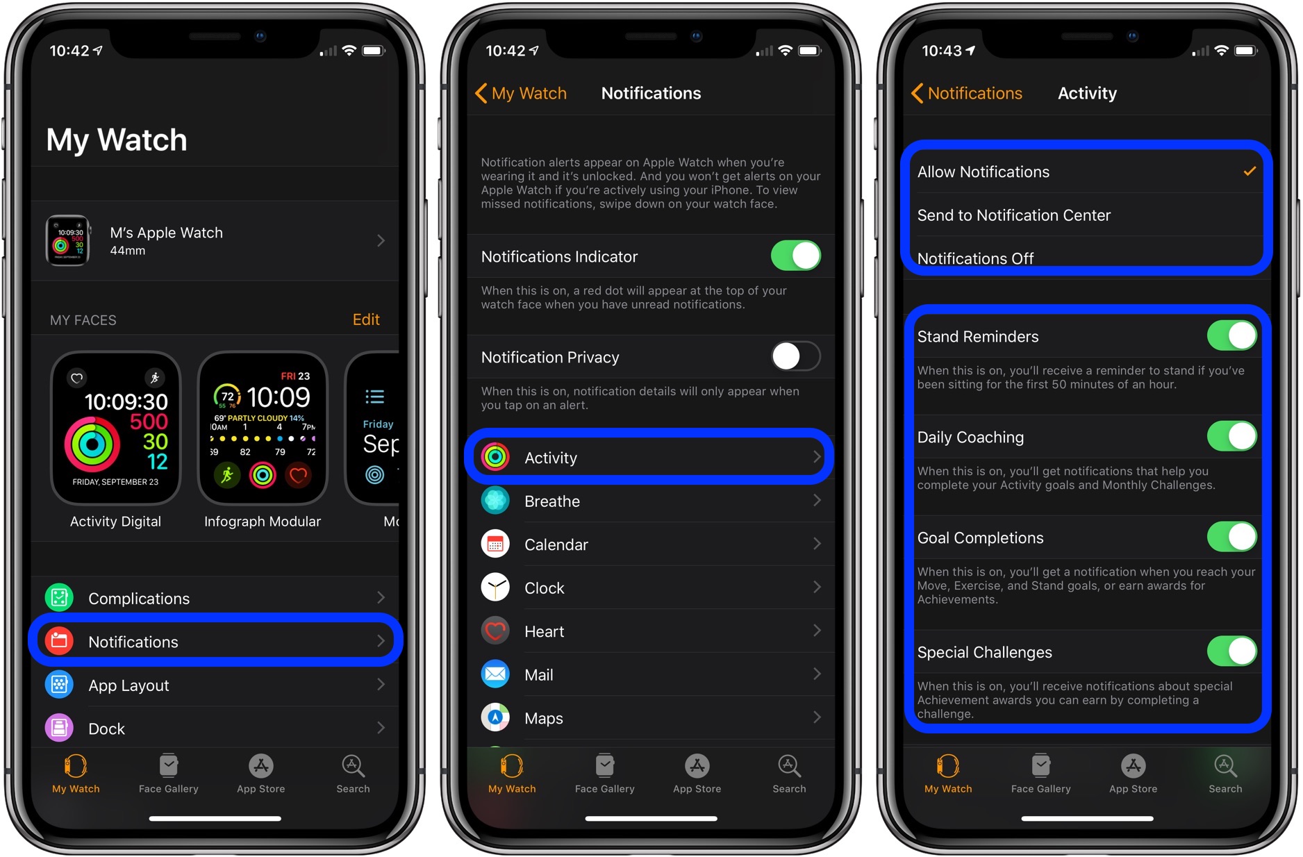 how to customize notification on Apple Watch