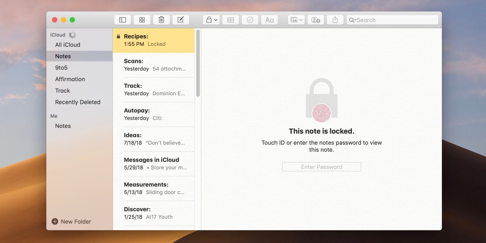 How to lock notes Mac