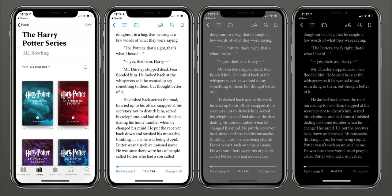 dark mode Apple Books iPhone