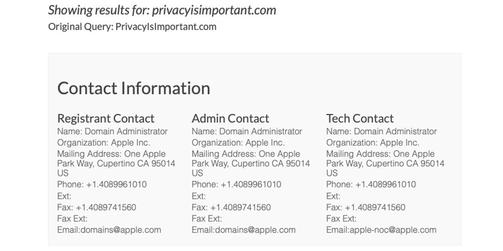 Apple buys PrivacyIsImportant.com domain