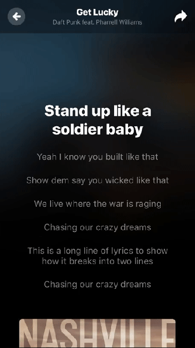 Real-time lyrics in Shazam