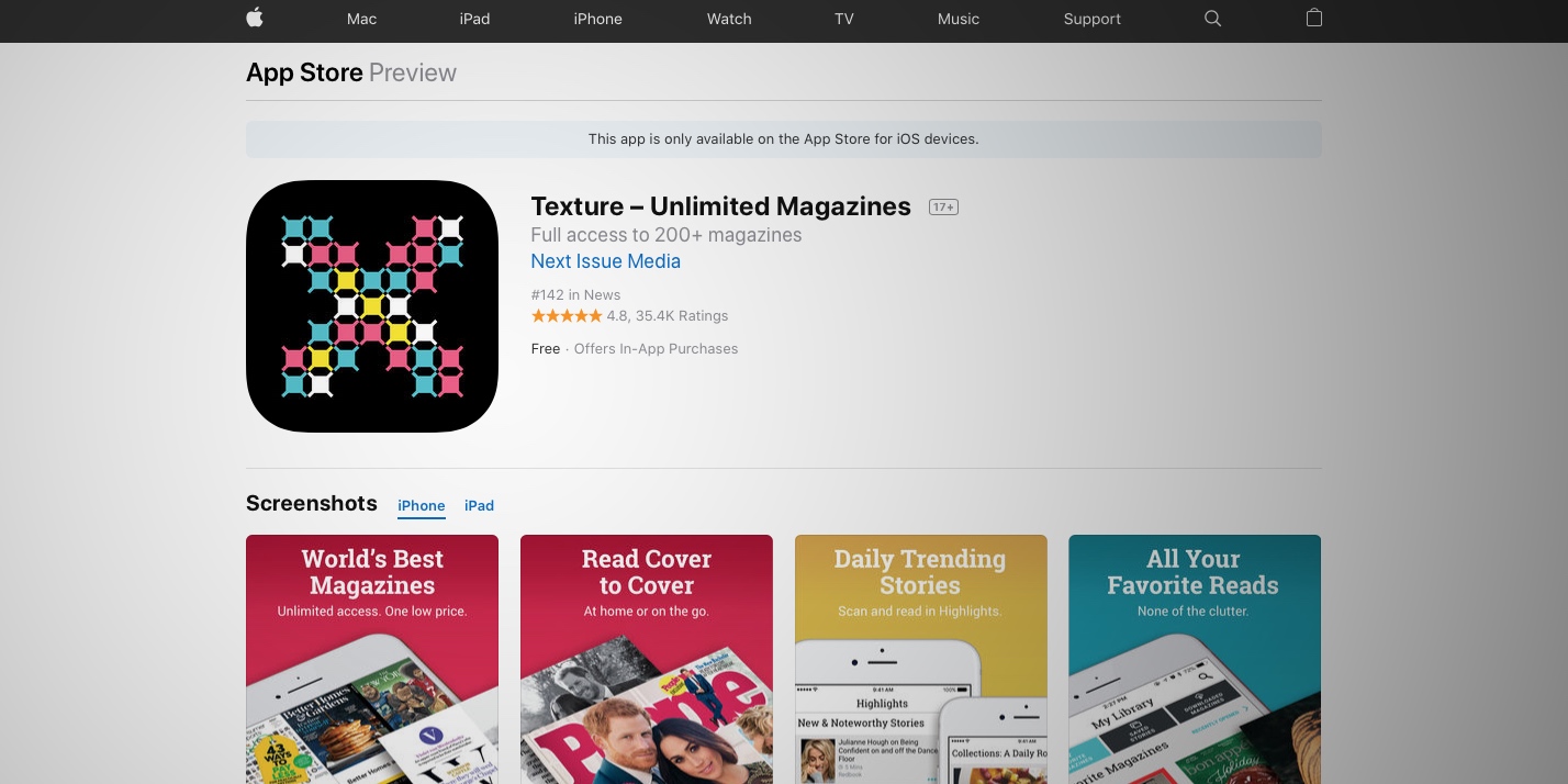 Apple Texture iOS app