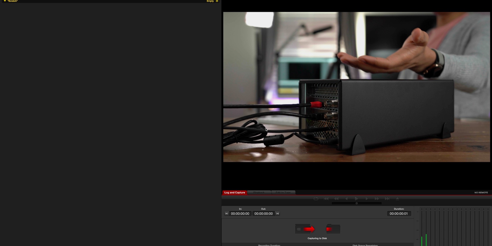 Blackmagic Media Express Capture from Blackmagic DeckLink Mini Recorder 4K in Sonnet Echo Express SEIII 02