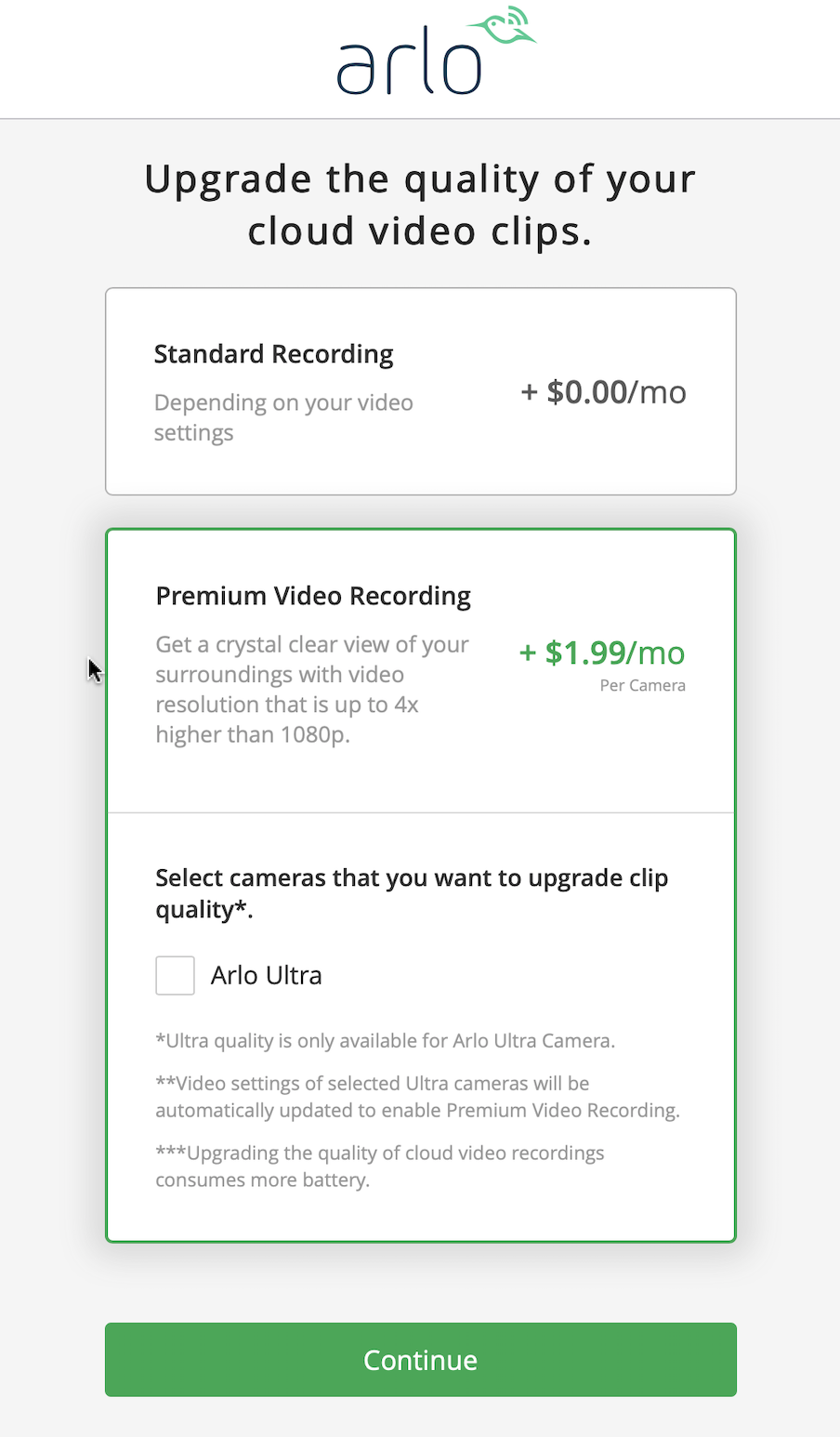Arlo Premium Video Recording