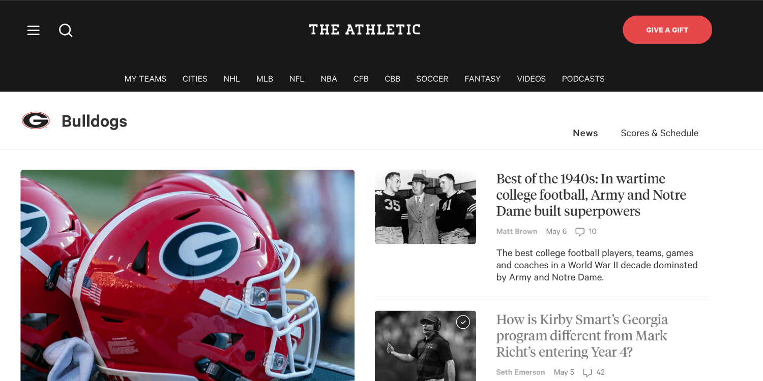 The Athletic website