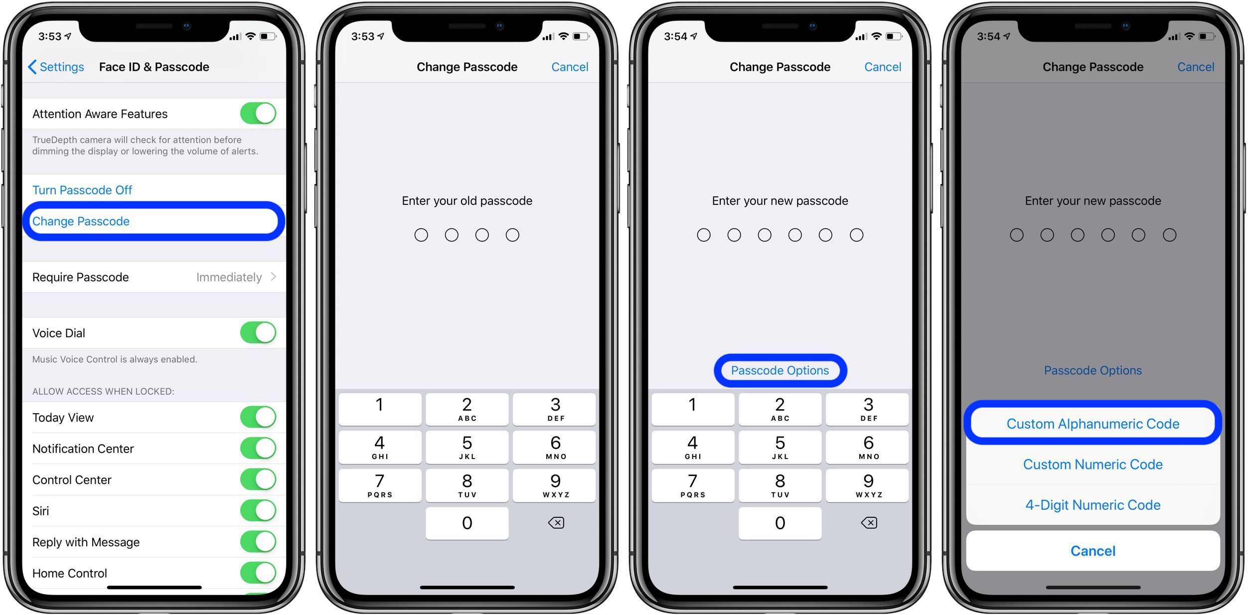 custom alphanumeric passcode iPhone walkthrough