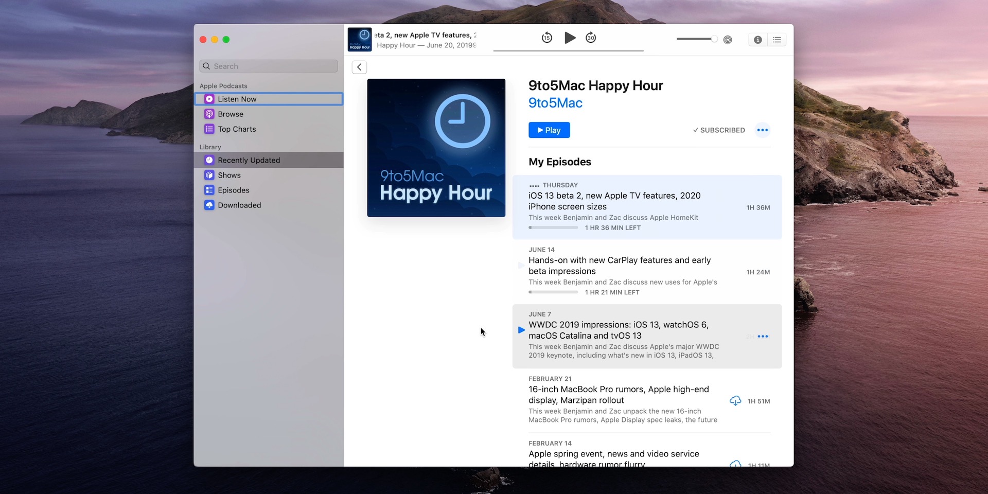 Podcast app macOS 10.15