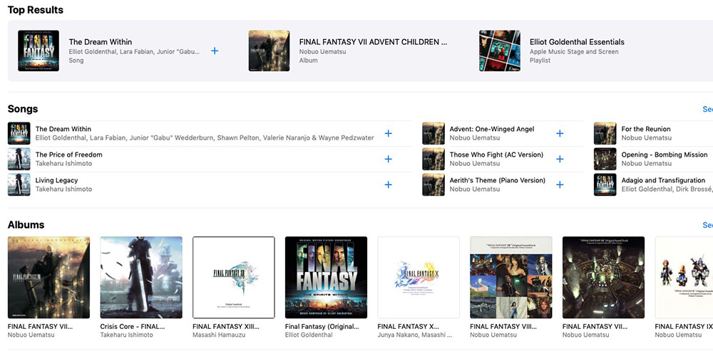 Final Fantasy soundtracks on Apple Music