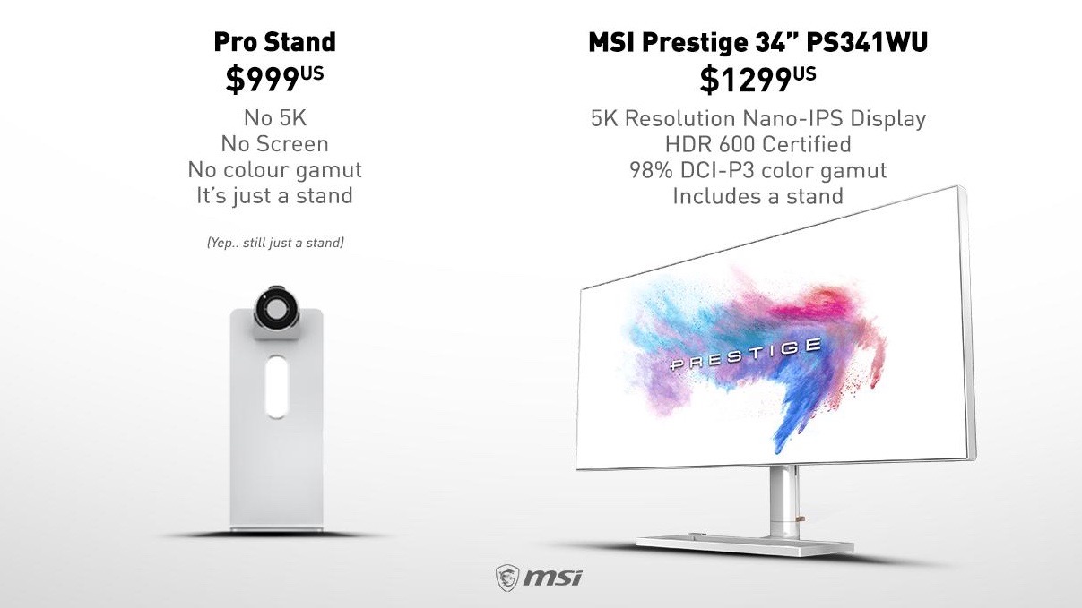 MSI mocks Apple Pro Display XDR