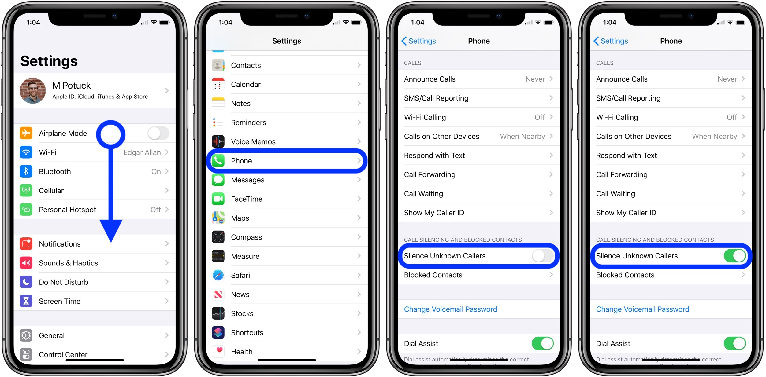 how to silence unknown and spam calls iPhone iOS 13