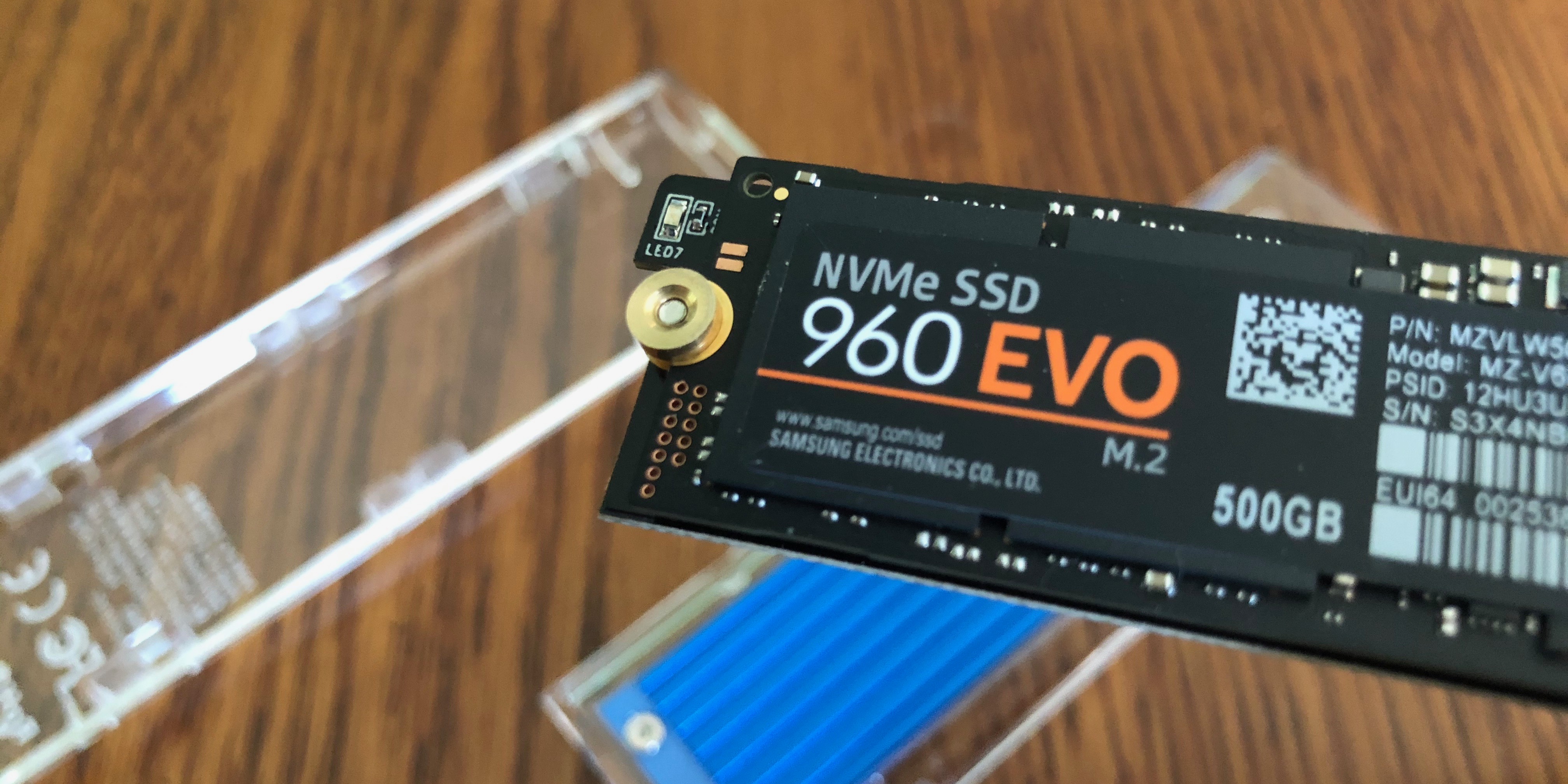 transparent NVMe SSD enclosure locking screw and nut