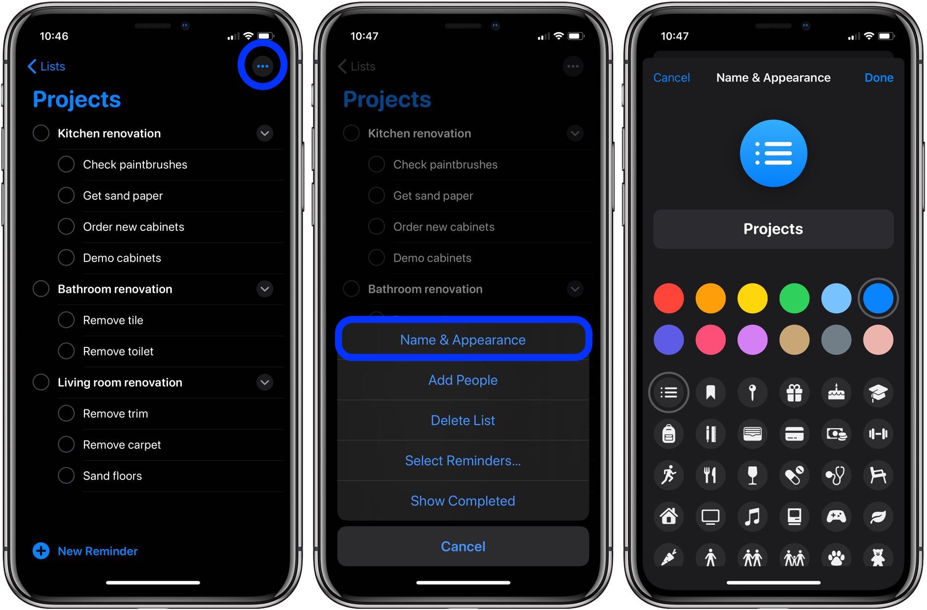 How to change icons and colors Reminders Lists iPhone iPad walkthrough 1
