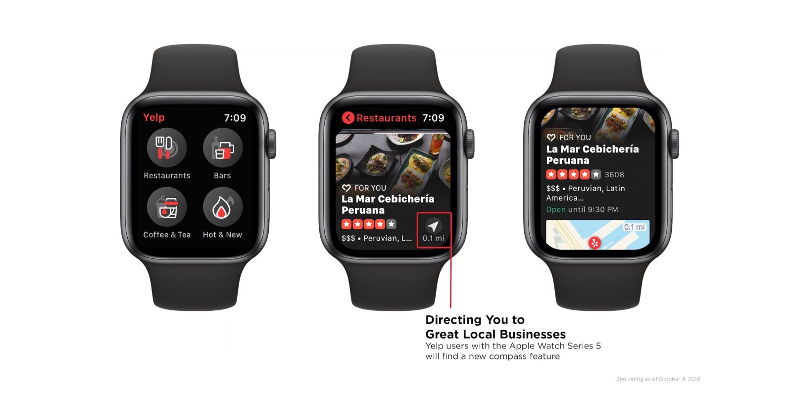 Yelp Apple Watch compass support