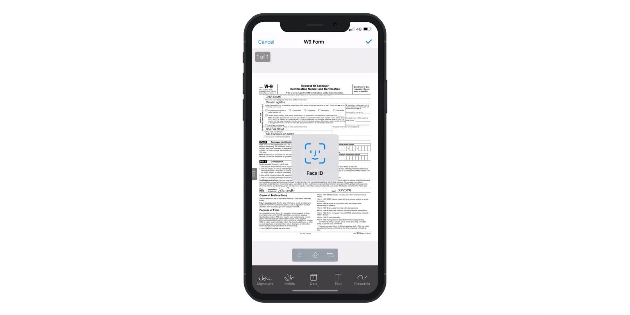 Face ID support SignEasy digital signing app iPhone iPad