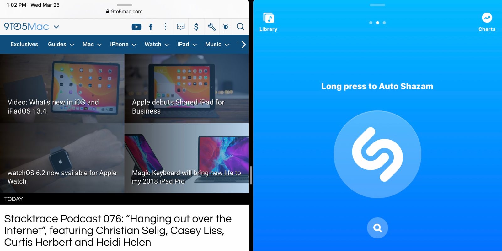 Shazam update iPad Split View
