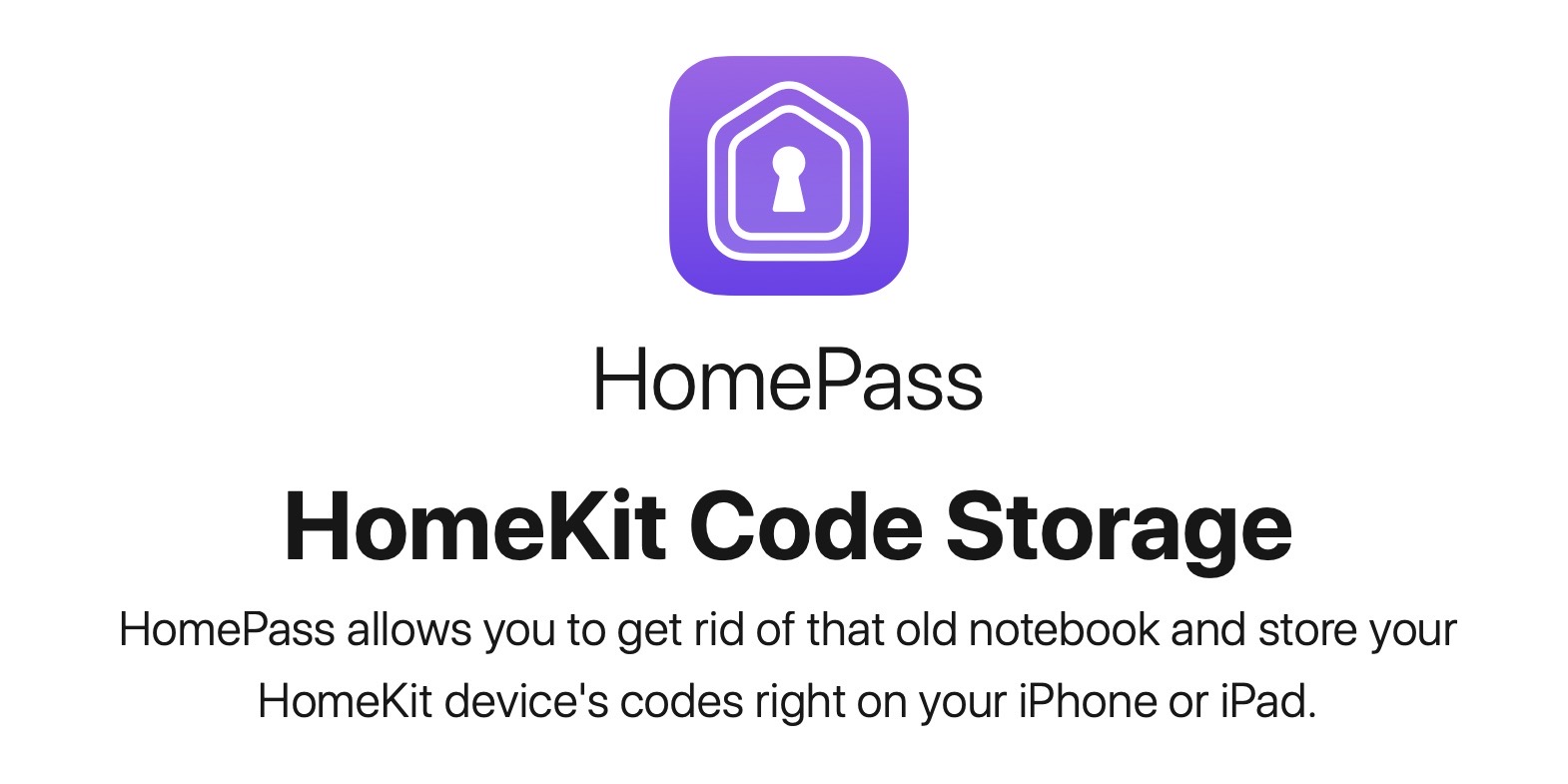 HomePass HomeKit code storage update