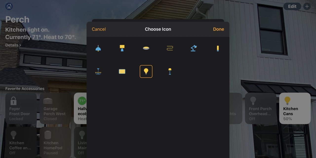 how to change HomeKit device icons