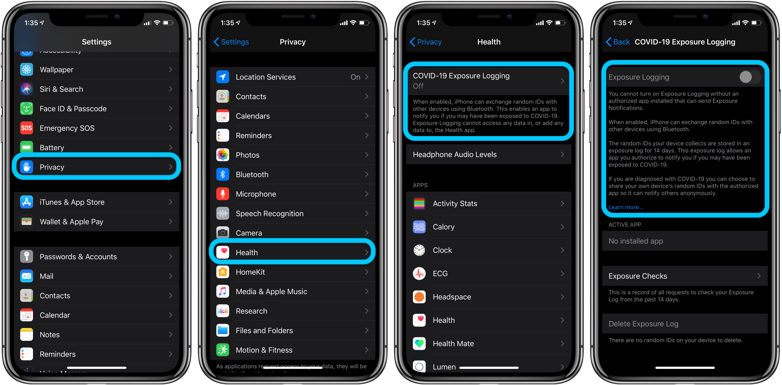How to turn on/off contact tracing iPhone iOS 13.5 walkthrough