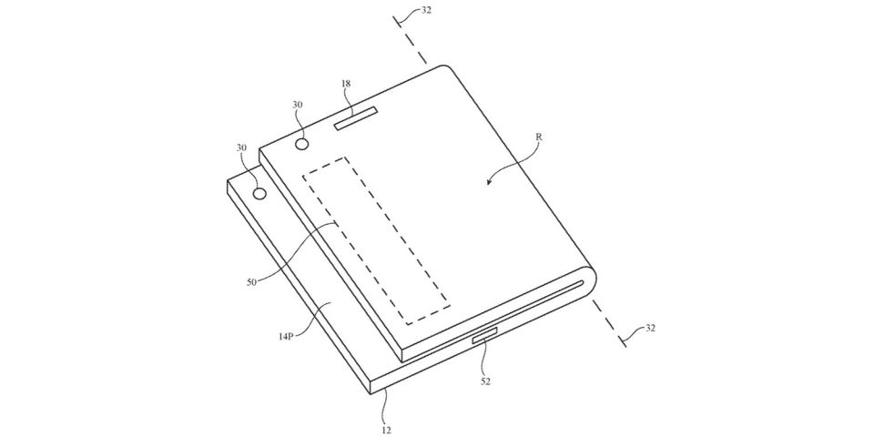 Folding iPhone patent with exposed strip