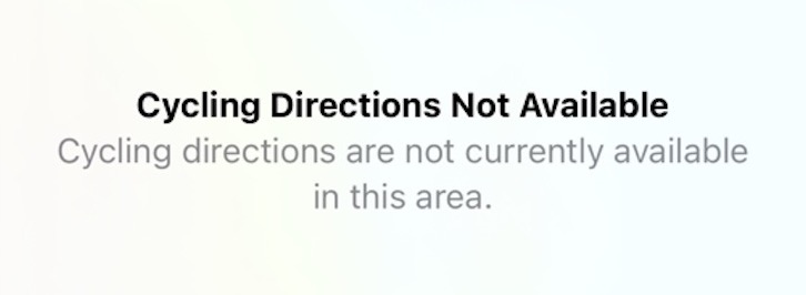 Apple Maps cycling directions not available