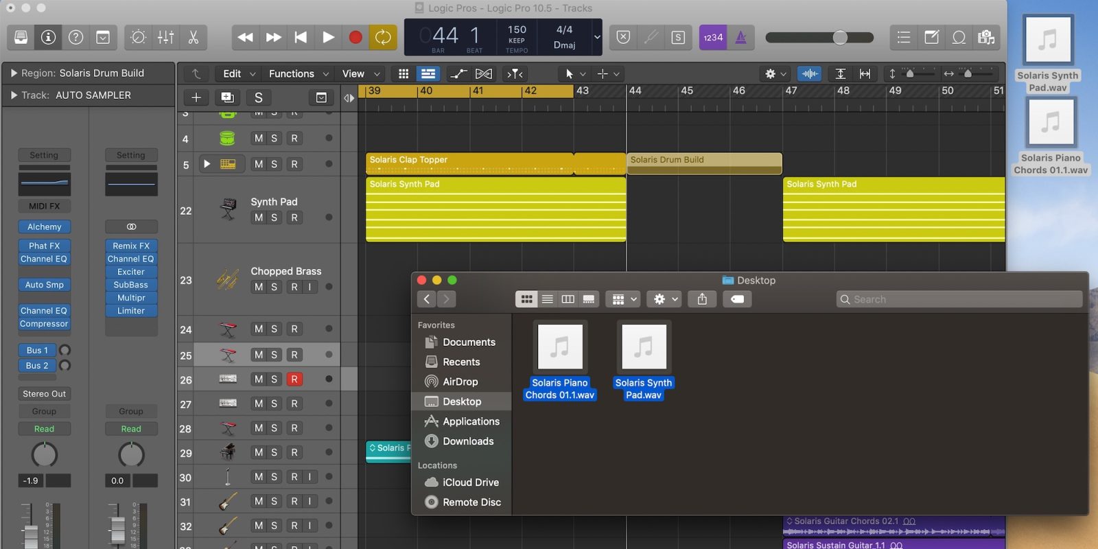 Drag and drop export feature in Logic Pro X