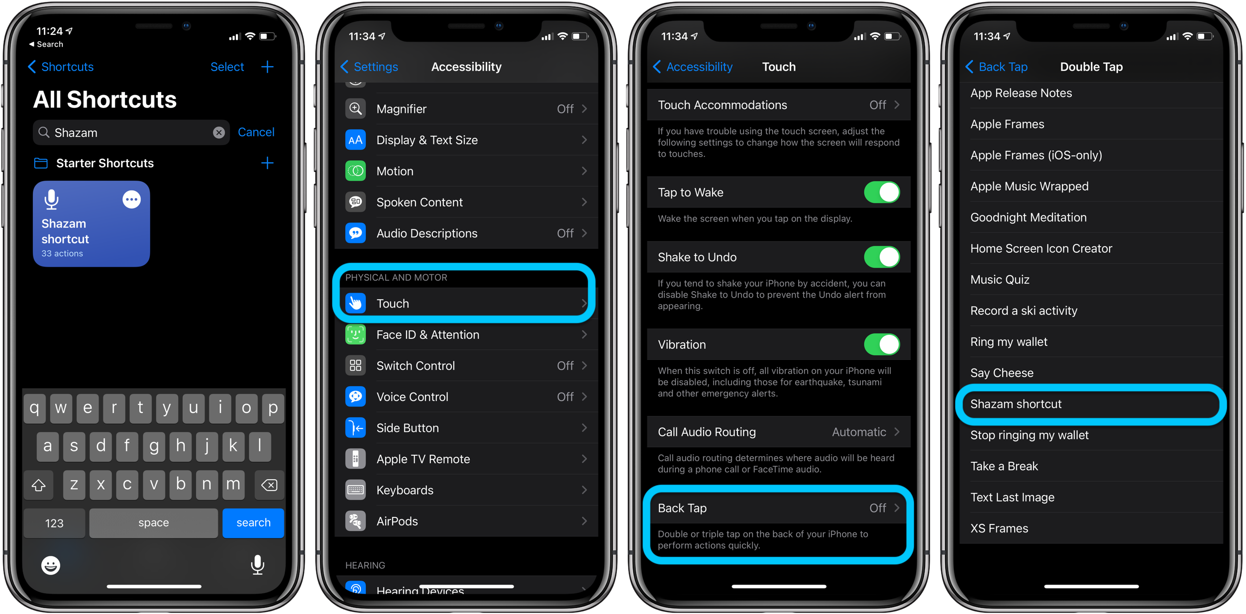 Shazam Back Tap shortcut iPhone iOS 14