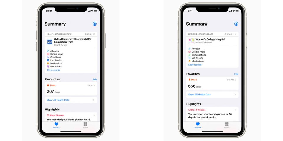 Health Records on iPhone UK and Canada